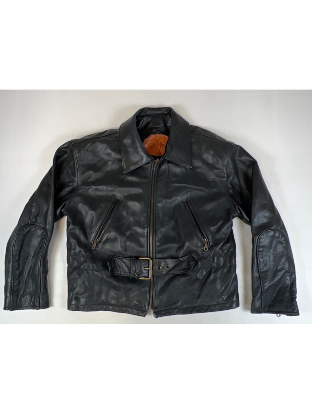 Vintage Laurence Roy Women’s Black Leather Belted Motorcycle Jacket Size M/L